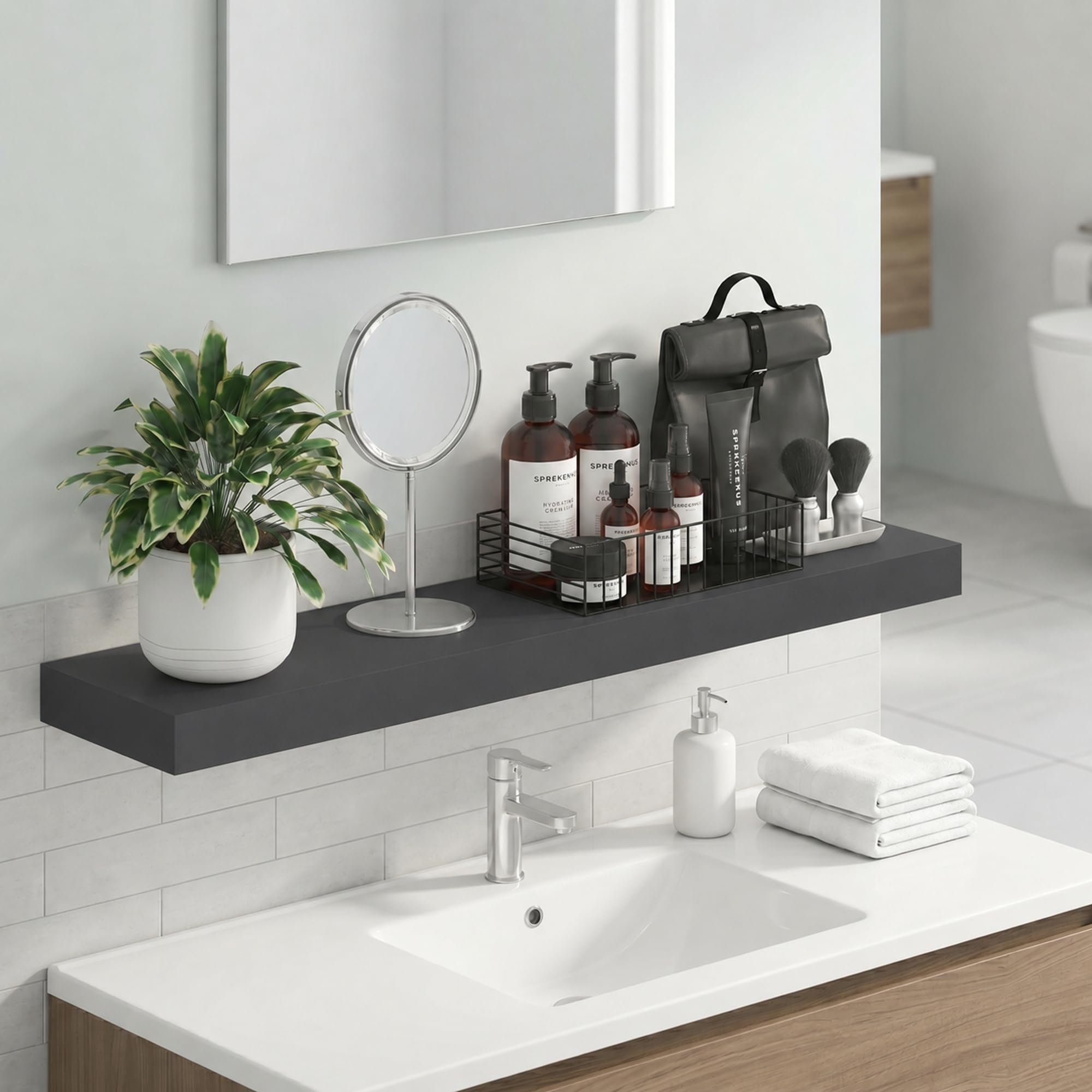 Furinno Americano / 9.3 x 35.4 / Modern Bathroom Shelves