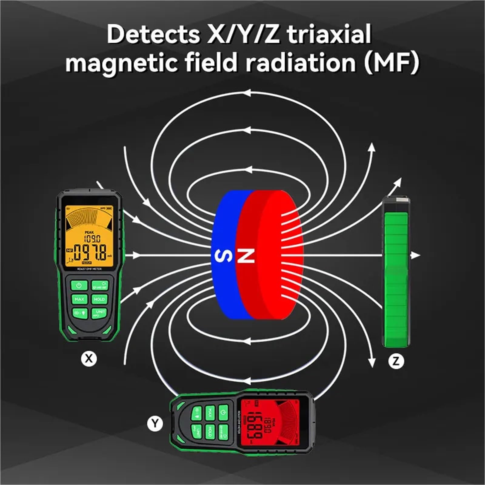 Detector de radiación, RD637 EMF Detector Profesional Campo Electromagnético Medidor De Radiación Probador Portátil