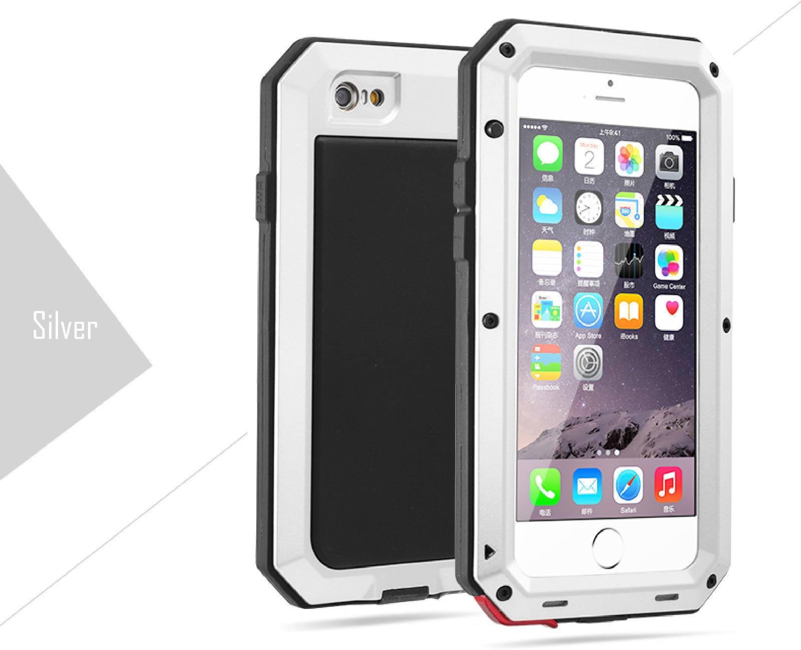 Shockproof Dustproof Water Resistant Aluminum Alloy Metal Gorilla Glass Cover Case For Apple iPhone SE iphone 5 iphone 5s (Silver)