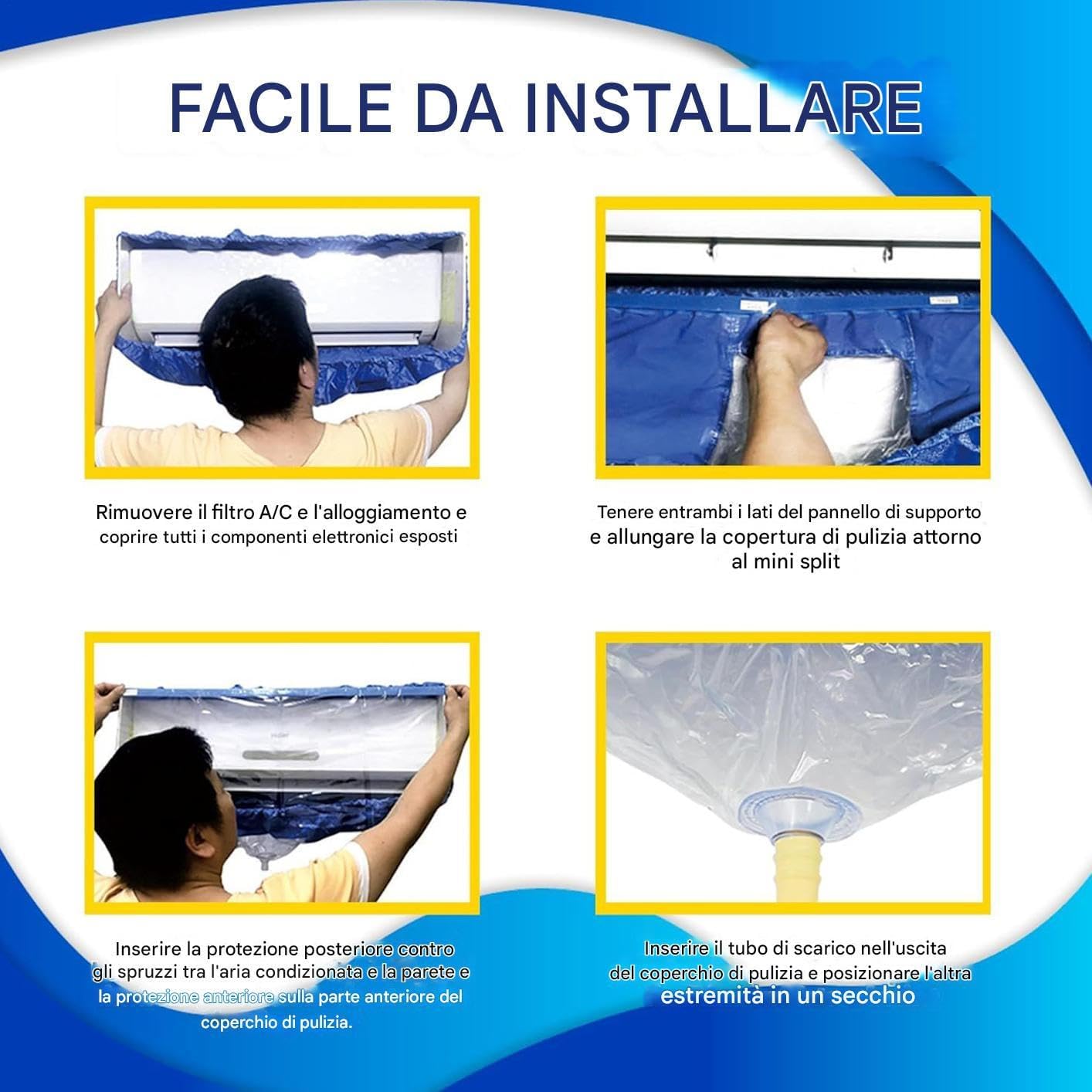 Kit di pulizia AC – Copertura antipolvere riutilizzabile e strumento protettivo igienico per la manutenzione della casa – Soluzione essenziale per la protezione della polvere e la pulizia del