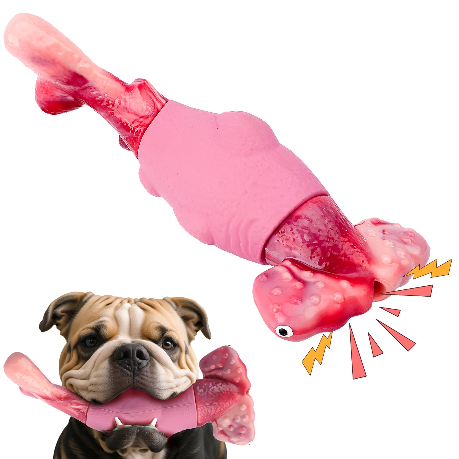 BIKIISEN Dog Toys for Aggressive Chewers Interactive Dog Chew Toy for Large Dogs Indestructible Squeaky Toys to Keep Them Busy