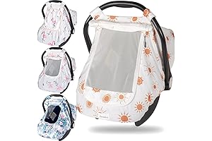 Summer Car Seat Cover with Breathable Peekaboo and Kick-Proof Canopy
