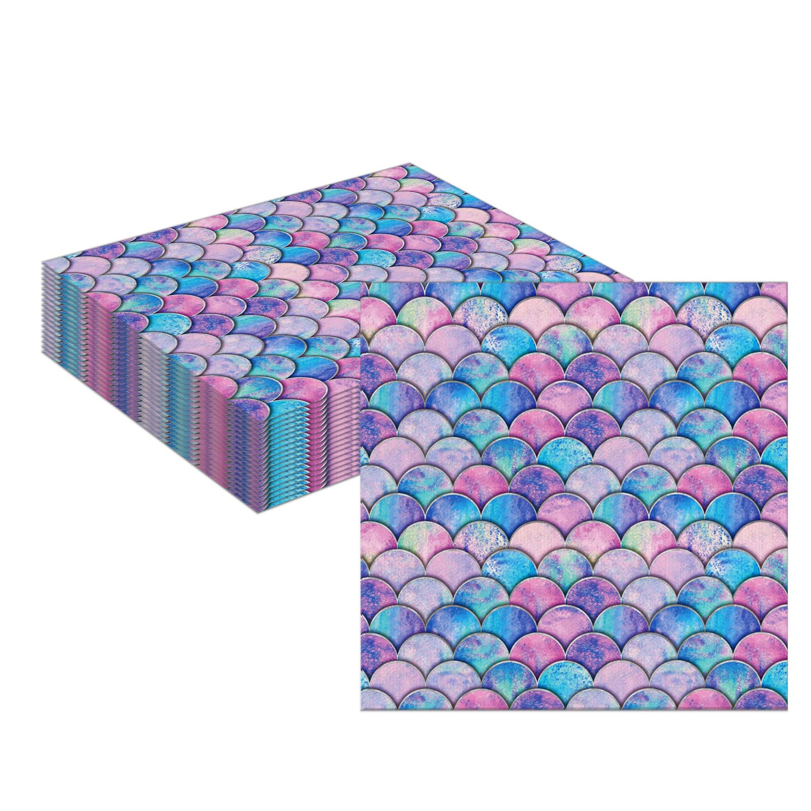 MORAINJAY 40 Pcs Mermaid Napkins, Scale Napkins, Blue Purple Paper Serviettes for Girls Princess, Mermaid Theme Decorations, Under the Sea Table Decor, Party Celebration Supplies