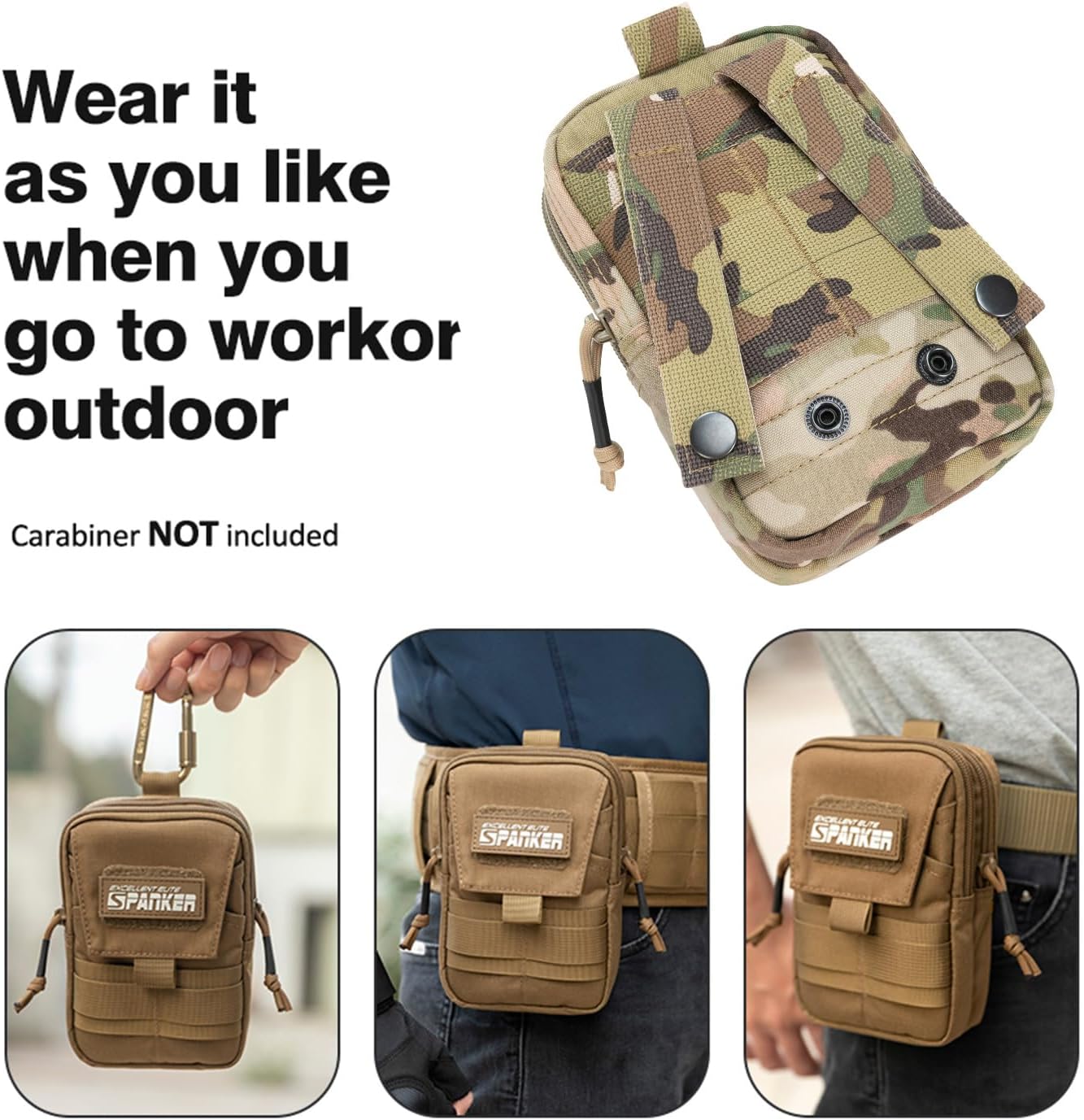 EXCELLENT ELITE SPANKER Tactical Molle EDC Pouch Nylon Belt Waist Bag Camping Hiking Organizer with Cellphone Holster for iPhone 12Pro 12 11ProMax XsMax XR XS X 8Plus 8 7 6 Samsung Galaxy Note 9 S9