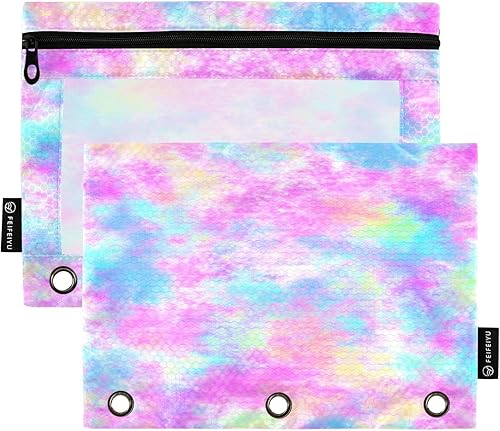 Vista 55 de ALAZA Estuche para lápices para carpeta de 3 anillas, carpetas con estampado de vacas, bolsas para lápices con ventana transparente con cremallera