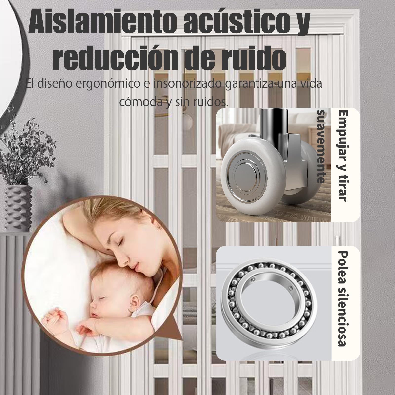 Puerta Plegable, Puertas Plegables Blancas Cerradas Estilo Acordeón, Divisores de Ambientes para Cocina y Baño, para Cocina Lavadero Armario, Fácil instalación, Blanco（W×H:145×203cm）
