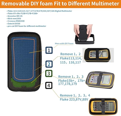 Miniatura 2 de Makeronics Kit de cables de prueba de multímetro eléctrico 41 en 1 compatible con multímetro digital Fluke | Estuche de transporte | Correa para
