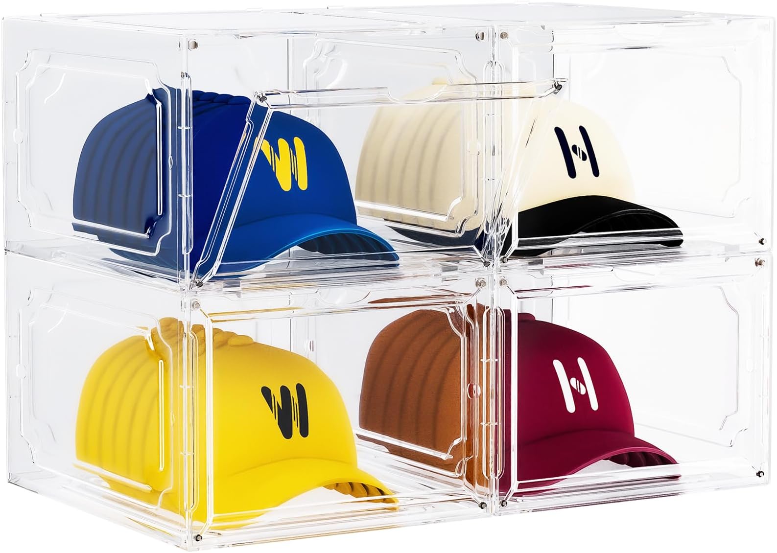 SCAVATA 2 Pack Hat Organizer, Stackable Clear Baseball Caps