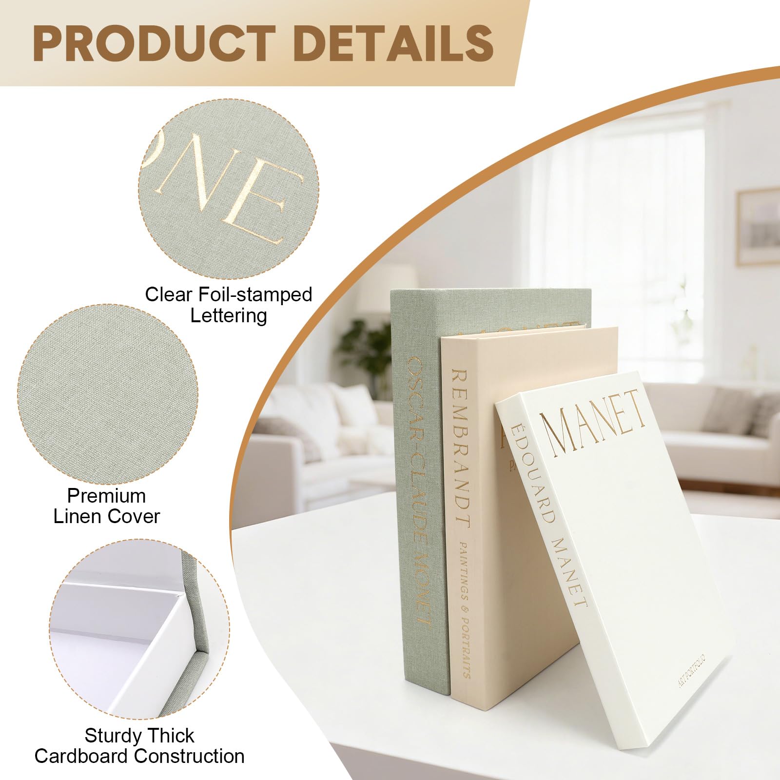 3 Pezzi Di Libri Decorativi Per Arredamento Domestico, Finti Libri In Lino Con Chiusura Magnetica, Scatole Decorative In Esposizione Per Tavolini E Scaffali