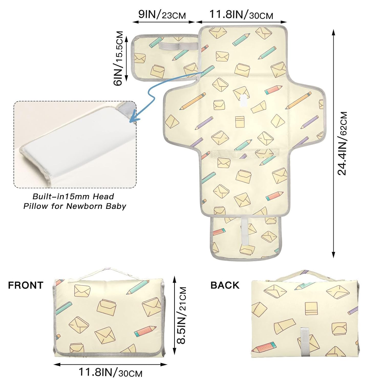 Envelope Pencil Drawing Pale Portable Diaper Changing Pad image 4
