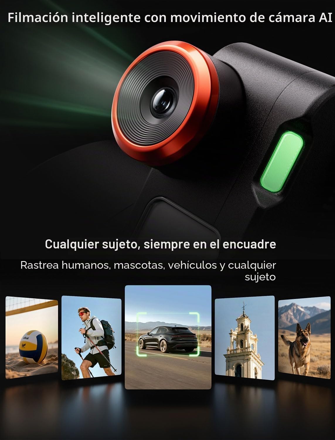 Hohem iSteady MT3 Pro - Estabilizador de cámara 4 en 1 con rastreador de IA, controles de pantalla táctil desmontables, luz de relleno, cardán de 3 ejes para cámaras de acción y teléfonos inteligentes
