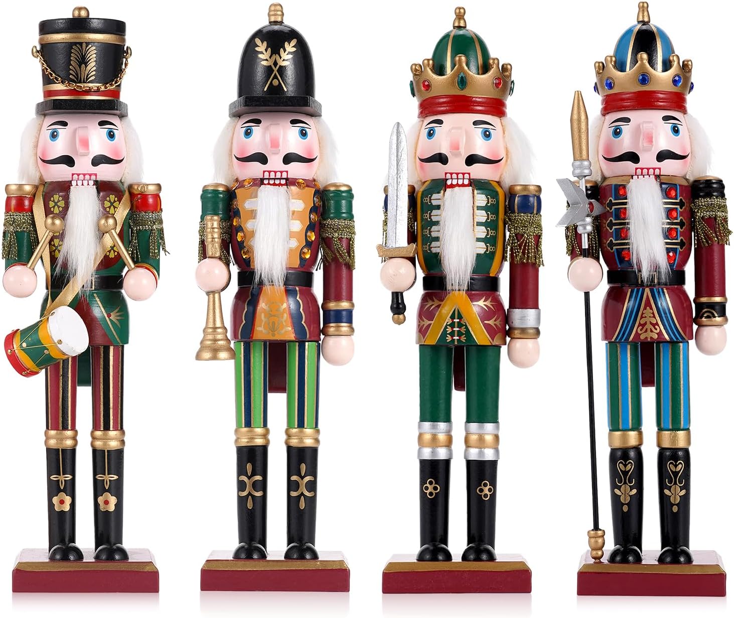 4pcs Wooden Nutcracker Soldiers (30cm) – Handmade Christmas Decor