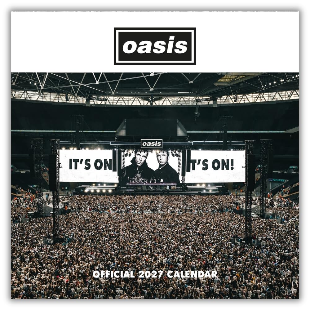 Oasis 2027 Square Wall Calendar Official Licensed Britpop Band Calendar, Monthly Grid Layout, Iconic Band & Album Photography, Large Square Format, Gift for Oasis Fans