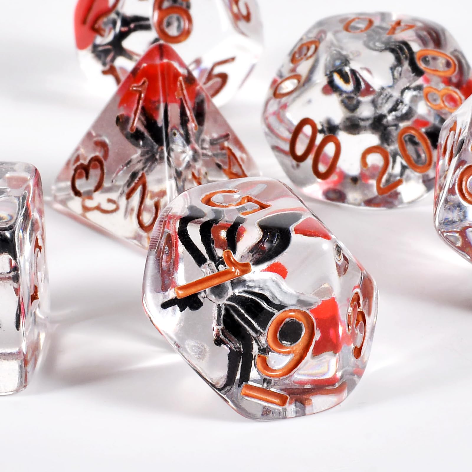 Dés D20 En Résine Ambre Moustique - Set De 7 Dés Pour Donjons Et Dragons, D&D, MTG, Collection