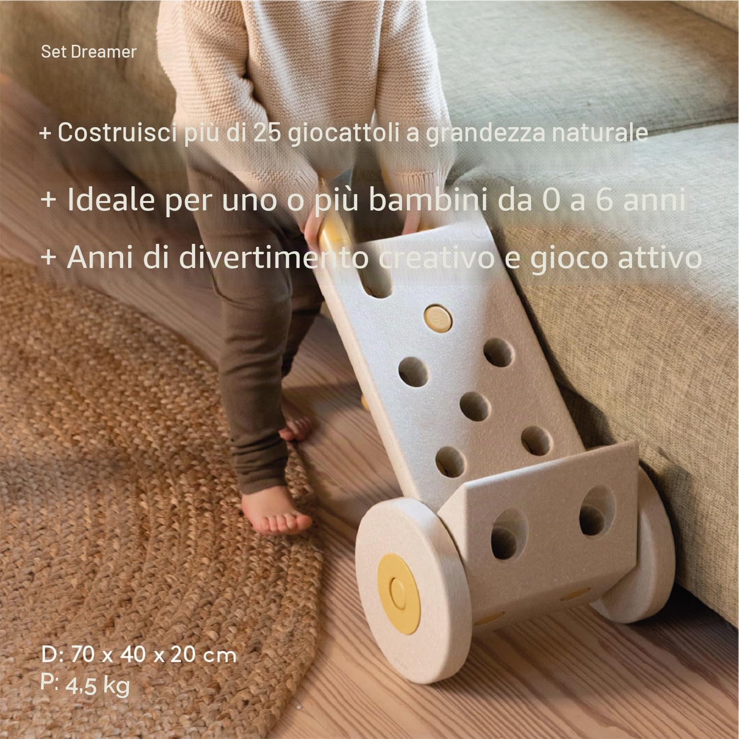 Giocattolo Modu. Modello 34 Tlg. Baukasten Starter-Set Modu Playsystem Dreamer von 0-6 Jahre - Sand Grey/Honey Yello