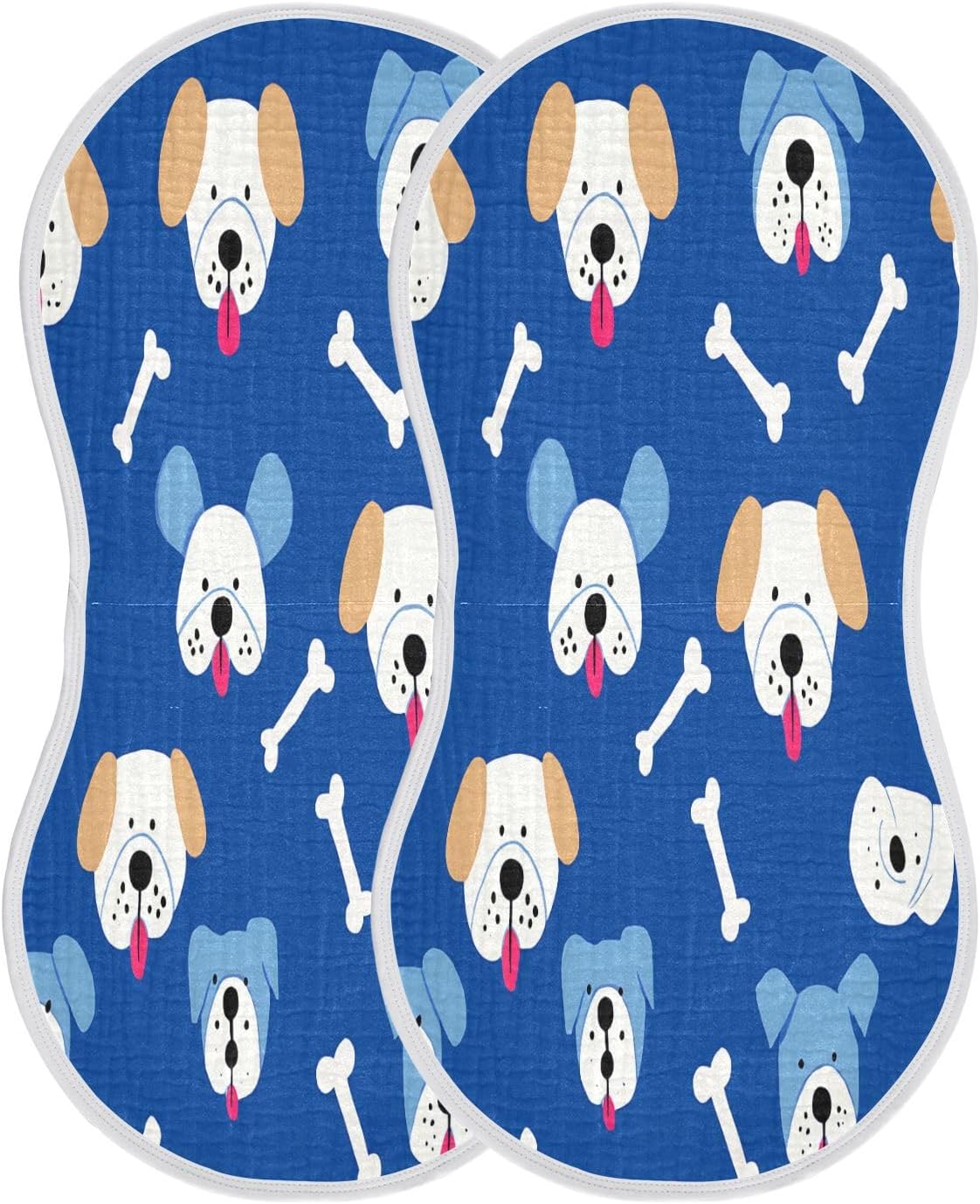 Beautiful Dog Blue Pattern Art Baby Burp Cloths -4Pcs Soft Absorbent Muslin Washcloths Bibs Face Towel for Newborn Boys Girls 22 x 11 Inch