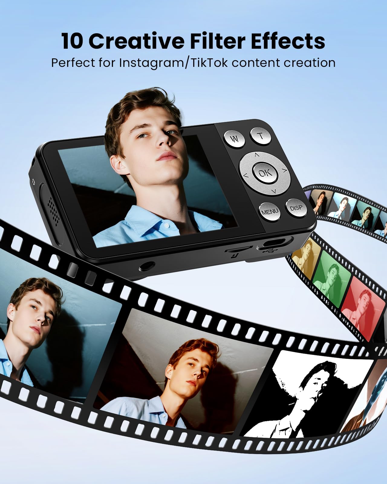 Fotocamera digitale, autofocus 48 MP 4 K fotocamera per fotografia con scheda da 32 GB, fotocamera digitale compatta portatile per adolescenti adulti principianti bambini con guscio in metallo