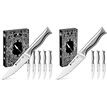 BRODARK Steak Knives Set of 6 + Steak Knives Set of 4 Shark Series