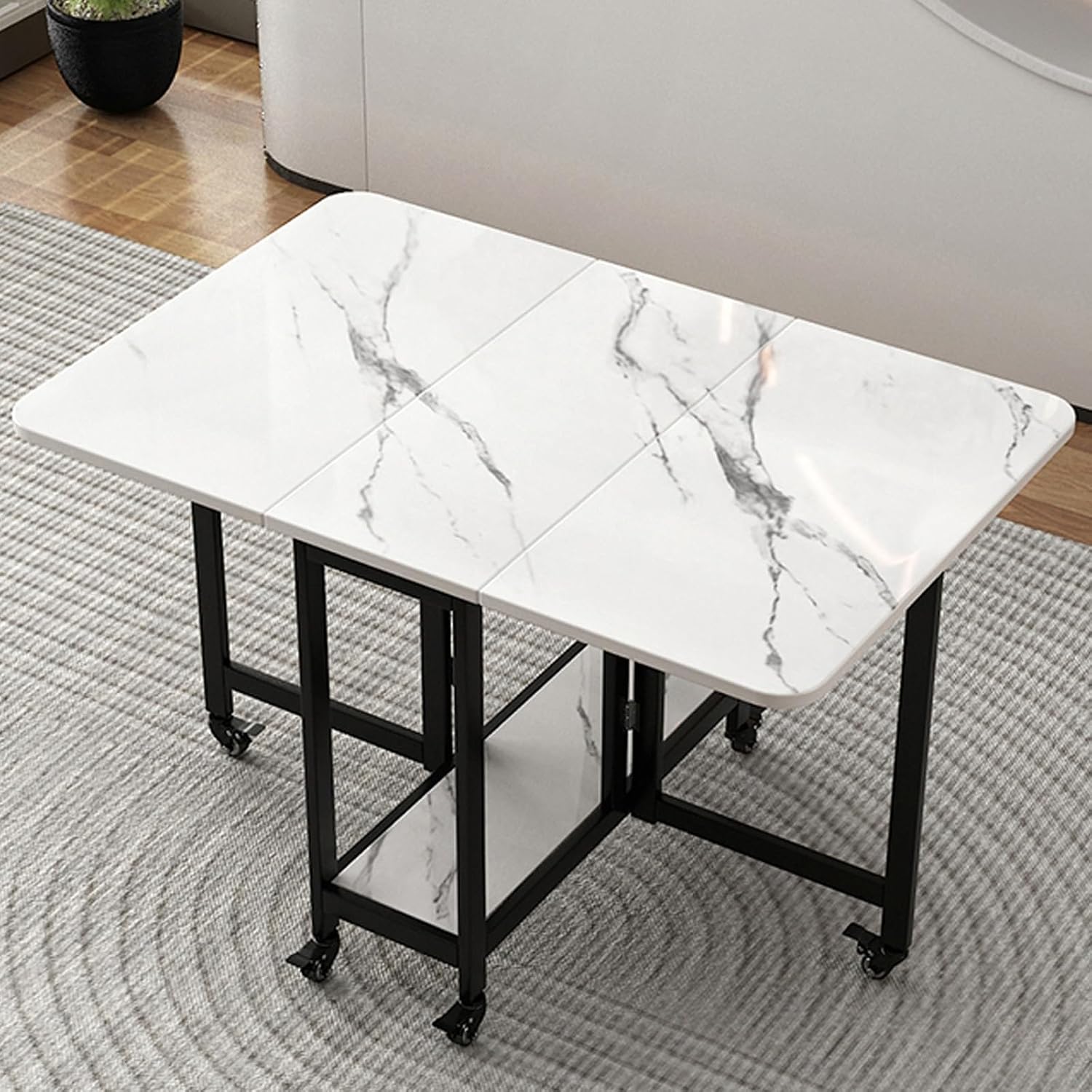 Amazon.com: Folding Dining Table, Drop Leaf Dining Table with Wheels ...