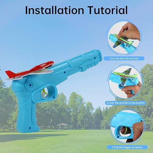 Miniatura 6 de 12 juguetes de lanzador de aviones, juguete de avión de catapulta planeador de espuma para niños y niñas, juguetes voladores al aire libre para niños