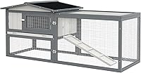 Vista 11 de PawHut Rabbit Hutch - Jaula de conejo de 2 pisos, jaula de conejillo de indias para interiores y exteriores, casa de animales pequeños con bandeja