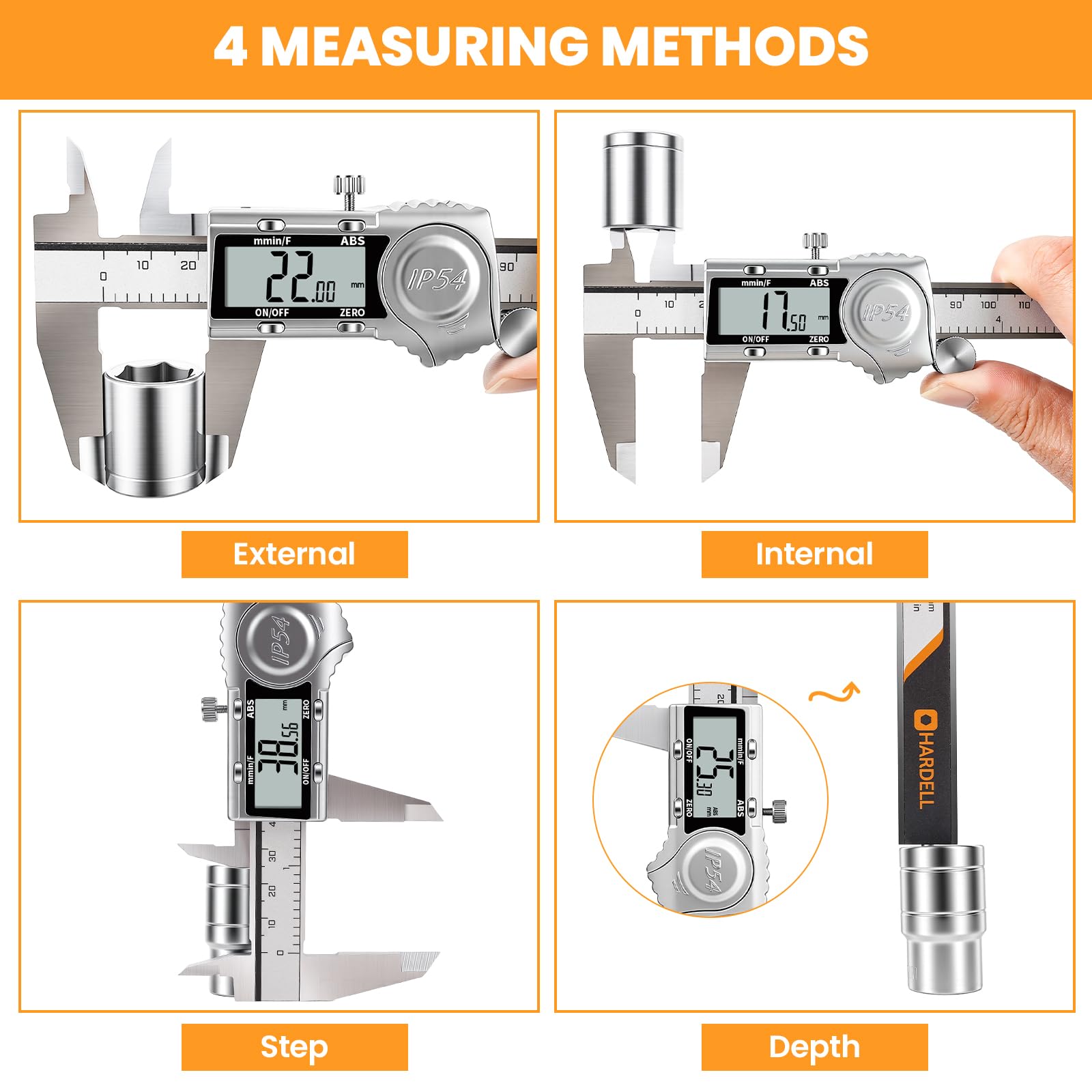 HARDELL Calibrador digital de 6 pulgadas