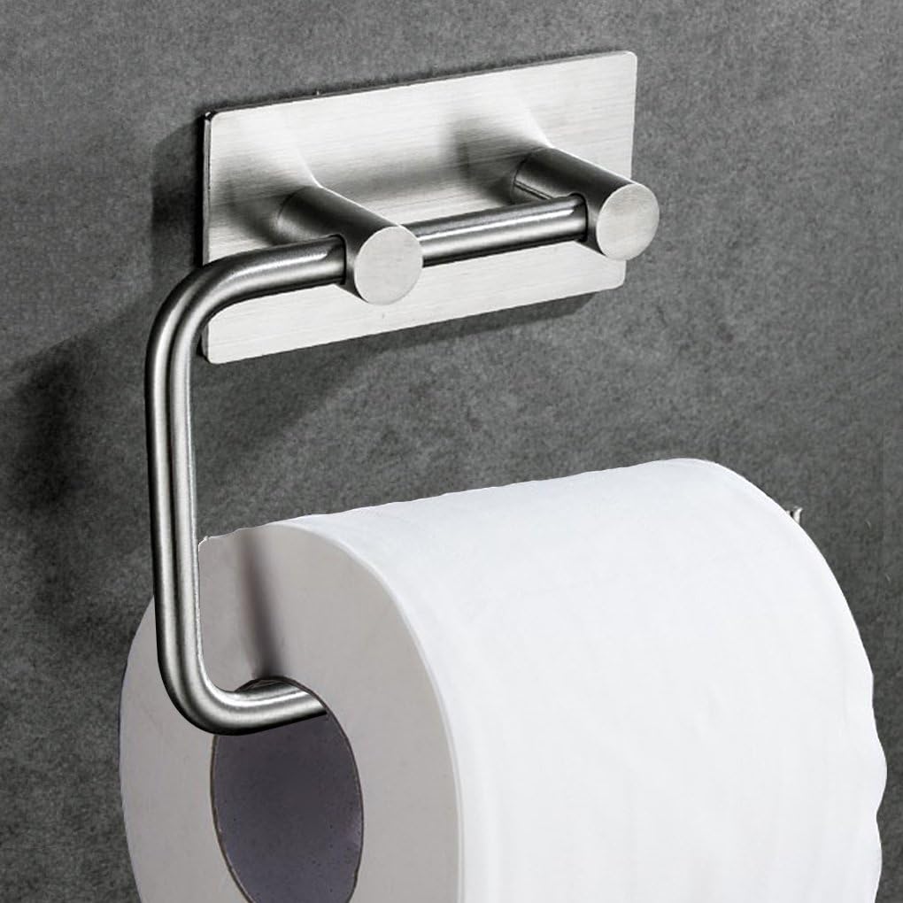 Toilet Paper Holder Wall Mount 3M Self Adhesive, Brushed Stainless Steel