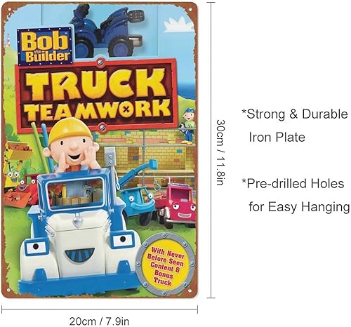 Bob the Builder - Póster de metal con logotipo de garaje vintage, decoración de pared para hombre, póster de película para tienda de autos antiguos,