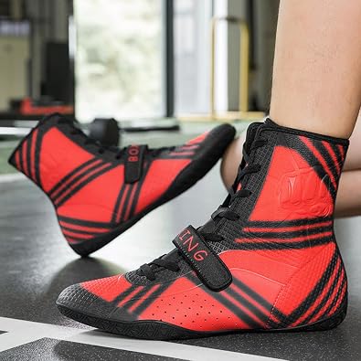 Men's High Top Wrestling Shoes Lightweight & Breathable Boxing Training Shoes Kickboxing MMA Shoes for Gym & Combat Sports