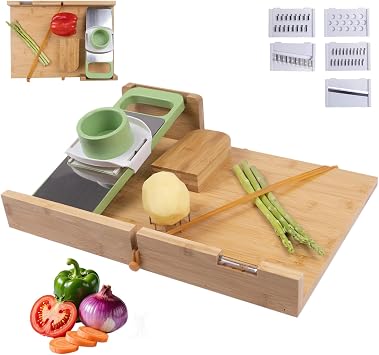 Adaptive One-Handed Cutting Board,with Bread Stops,Rubber Band Attachment,Steel Spikes,Replaceable Grater,Anti-slip Bottom - Perfect for One-handed Person & Disabled