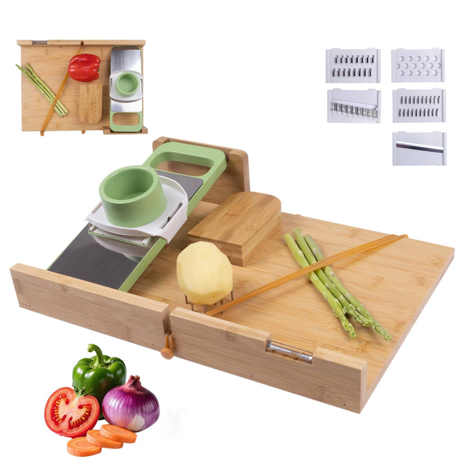 Adaptive One-Handed Cutting Board,with Bread Stops,Rubber Band Attachment,Steel Spikes,Replaceable Grater,Anti-slip Bottom - Perfect for One-handed Person & Disabled