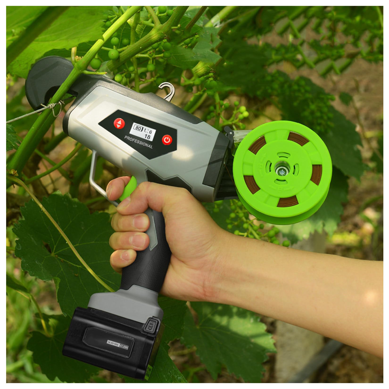 FAXIOAWA Máquina portátil para Atar Plantas, máquina para encuadernación con Cinta de jardinería, para Tomate, UVA, Verduras, Flores, Frutas, Herramienta eléctrica para agrupar viñedos