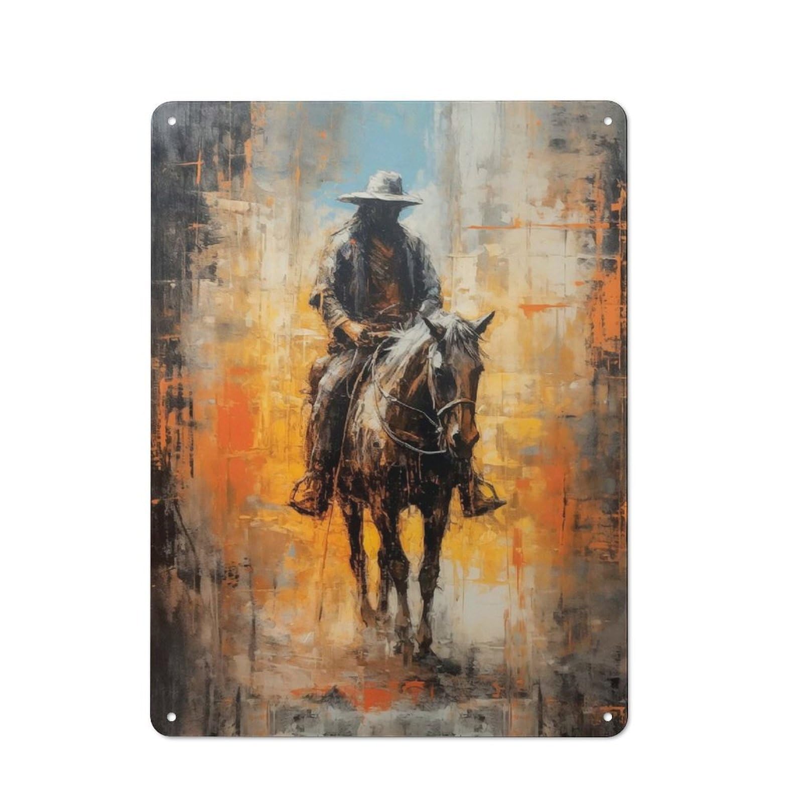 Junmoney Lone Cowboy Vintage Tin Sign 40X30cm With For Studio Or Craft Room, For Garage, Workshop And Man Cave Decoration