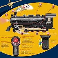 Vista 2 de Juego de tren eléctrico con control remoto de Navidad, locomotora de vapor, vagón de carga y pistas, juguetes de tren recargables para niños con 3