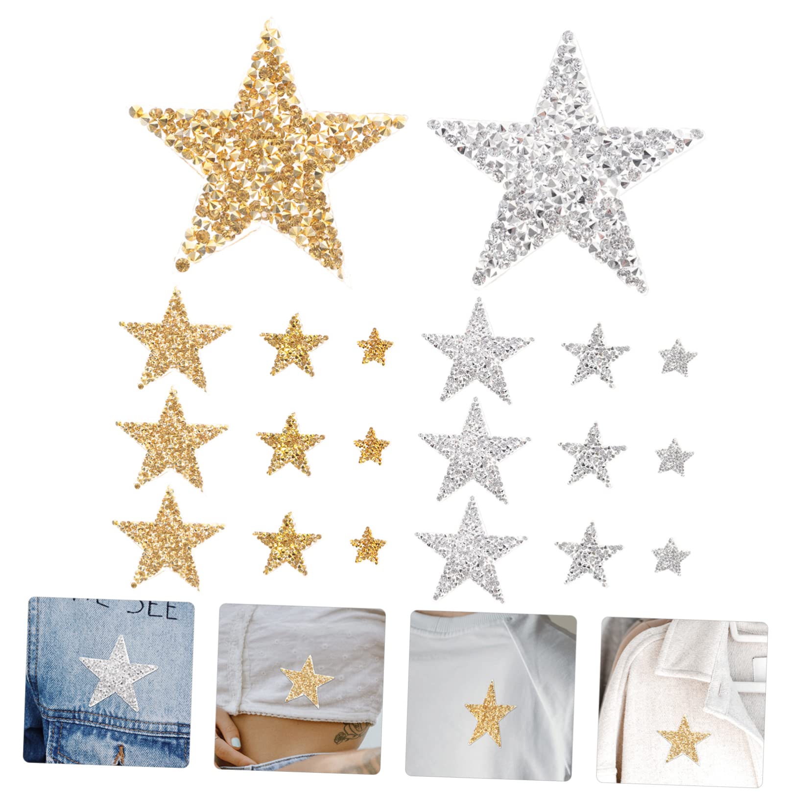 jojofuny 3 Set Patches Glitter Forma Stella Toppe Termoadesive Per Abbigliamento E Accessori Fai Da Te Decorazioni Per Borse E Riparazioni E Varie 30 Pezzi * 3