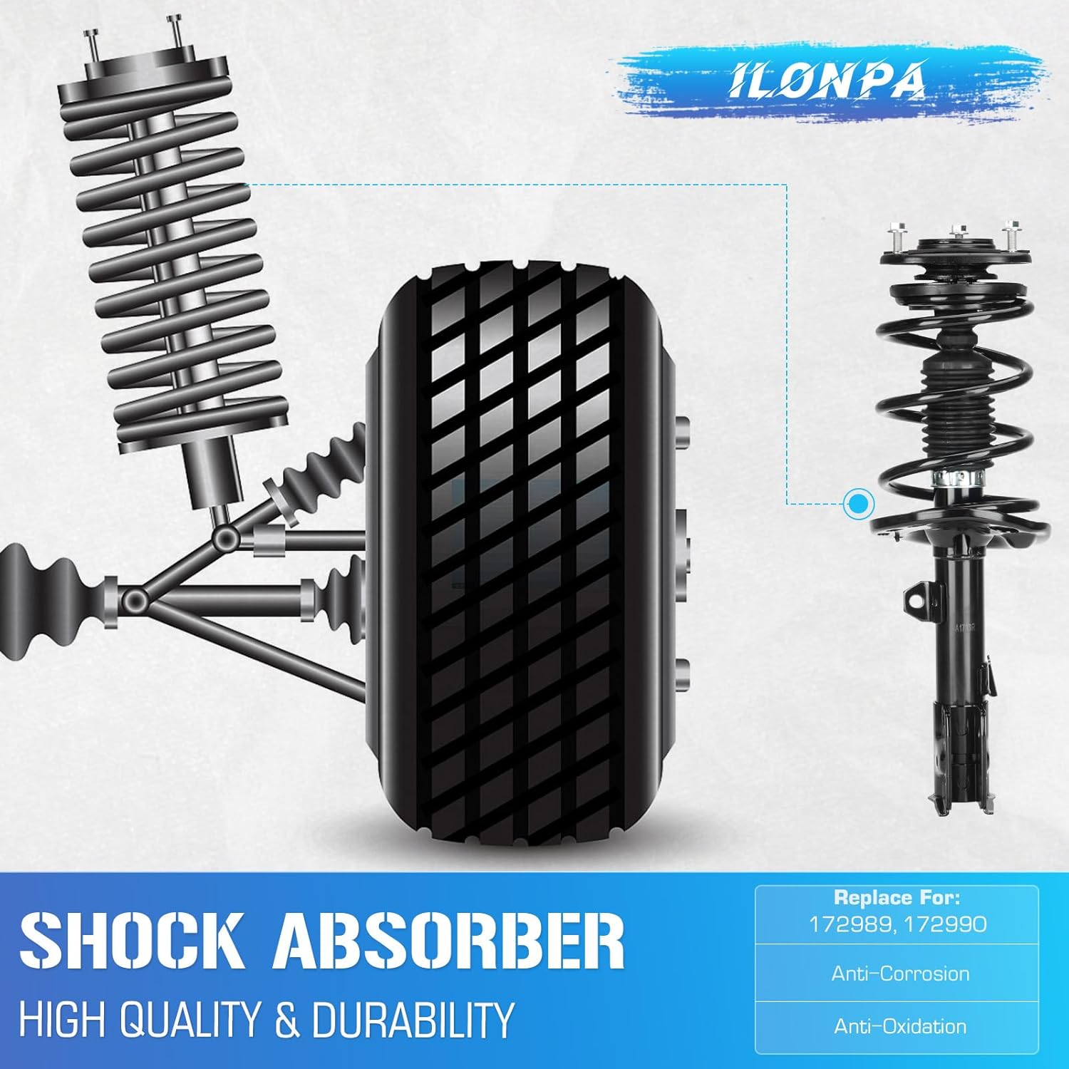 172989 172990 Front Struts Shocks w/Coil Springs for 2014-2019 Toyota Corolla (1.8L I4 ONLY), Strut Shock Absorbers Assembly 2015 2016 2017 2018 - [ Exc. w/Sport Suspension models | Exc. 2.0L ]