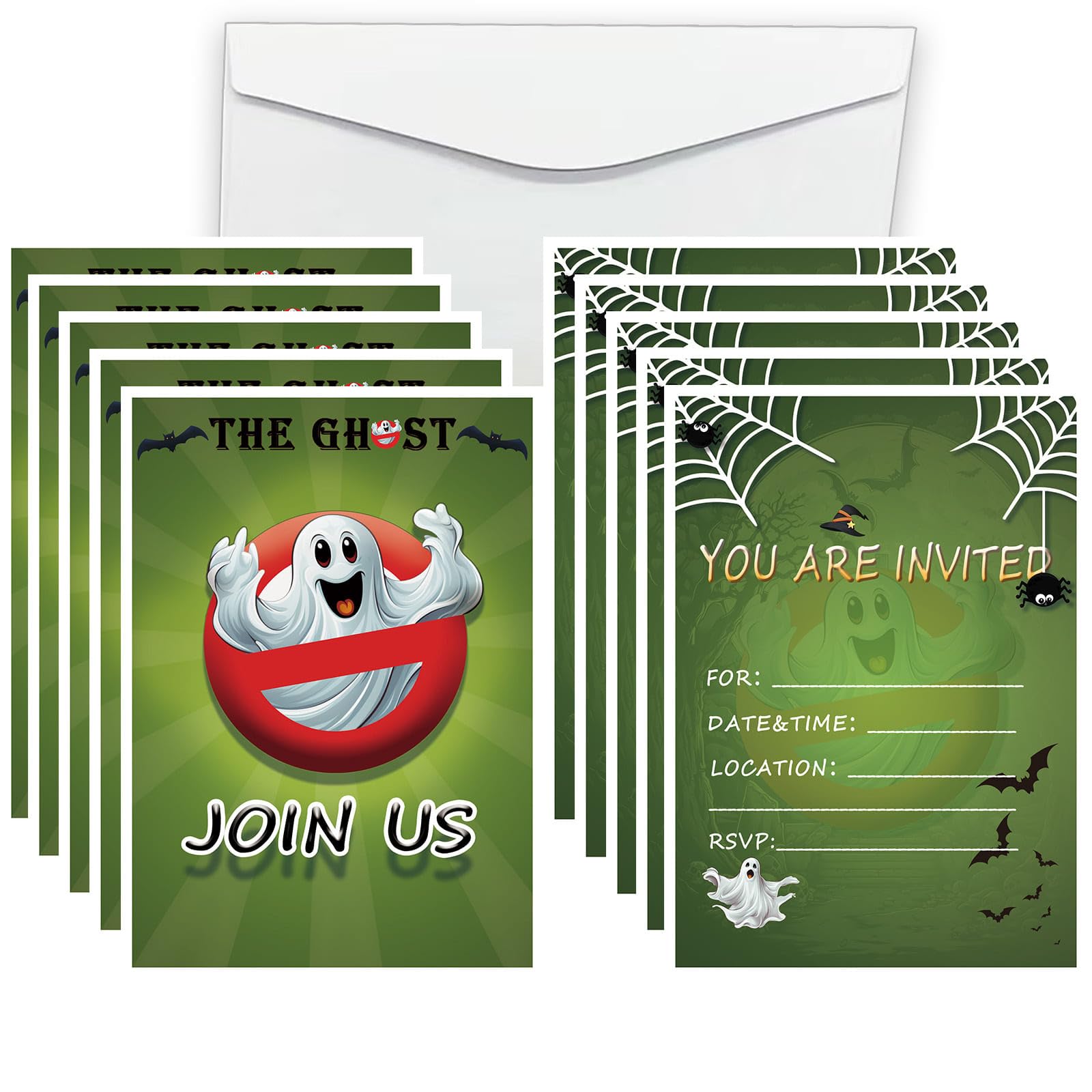 Ghost Party Invitation Cards for Kids Adults,Halloween Party Invitation Cards Horror Party Invitations Cards Spiderweb Design Cards Magic Theme Cards