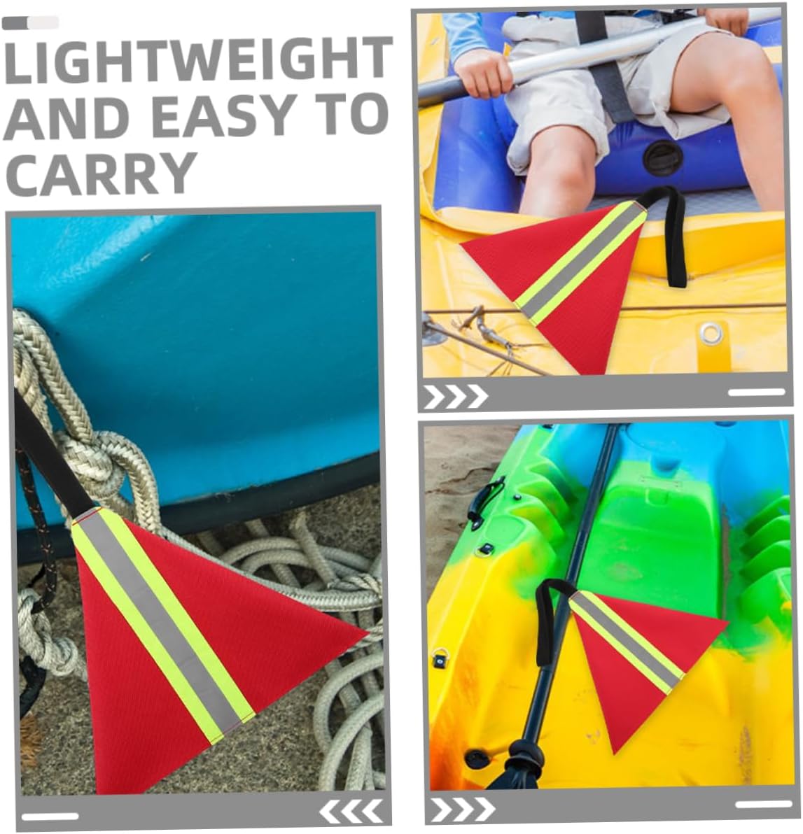 WOONEKY 3pcs Kayak Safety Flags Reflective Strips Red Warning Flags for Trailer Visibility Outdoor Kayak Accessory for Boating and Fishing