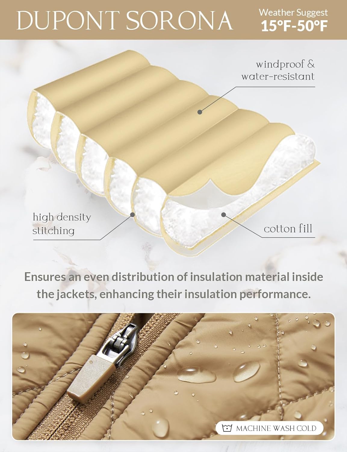 baleaf Women's Quilted Jackets Golf Winter Lightweight Warm Stand Collar Water Resistant Puffer Jacket 4 Pockets - Image 5