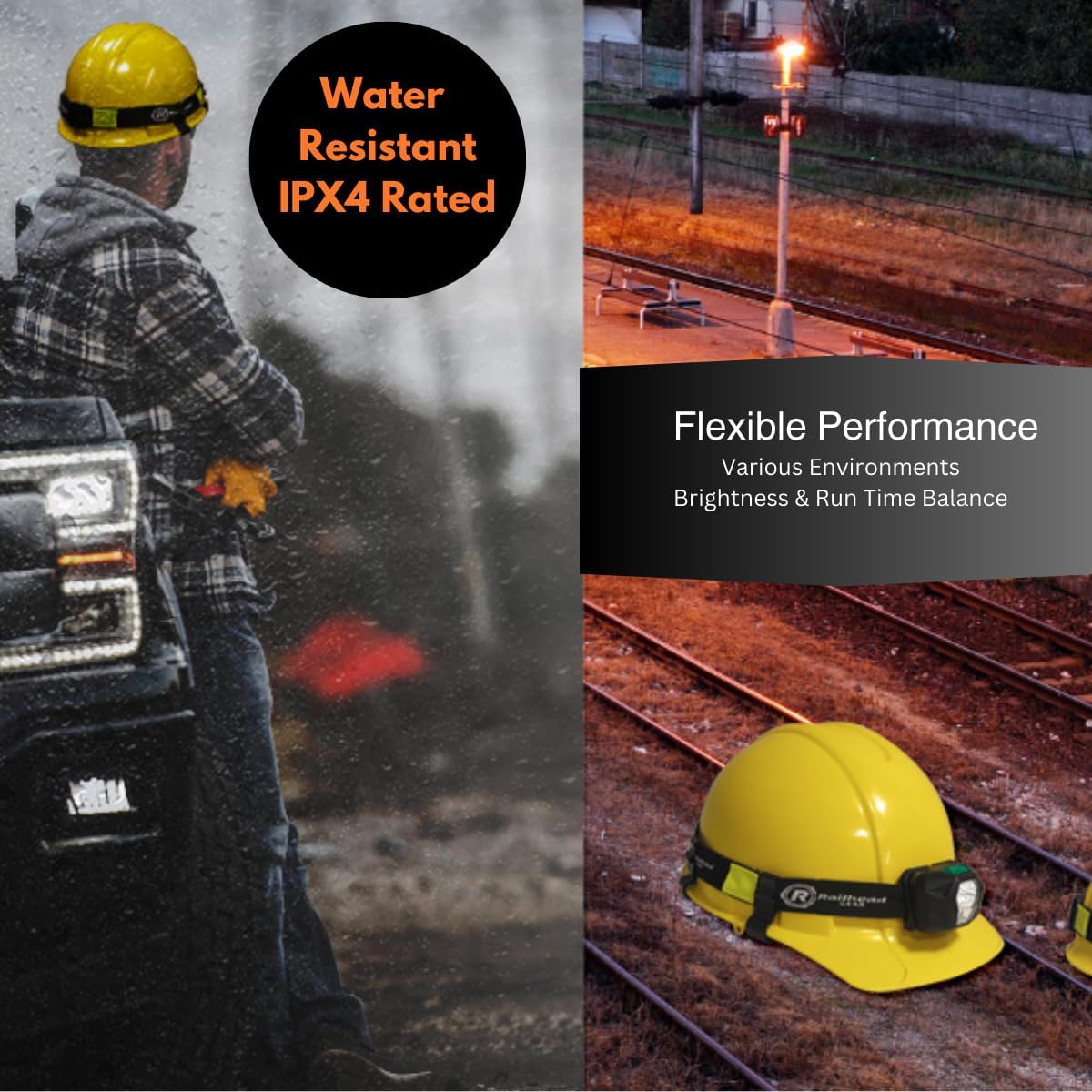 Railhead RH-HL800R LED Headlamp – 800 Lumens, Rechargeable, Dual Beam, Hands-Free Work Light for Construction & Railroad Professionals RH-HL800R