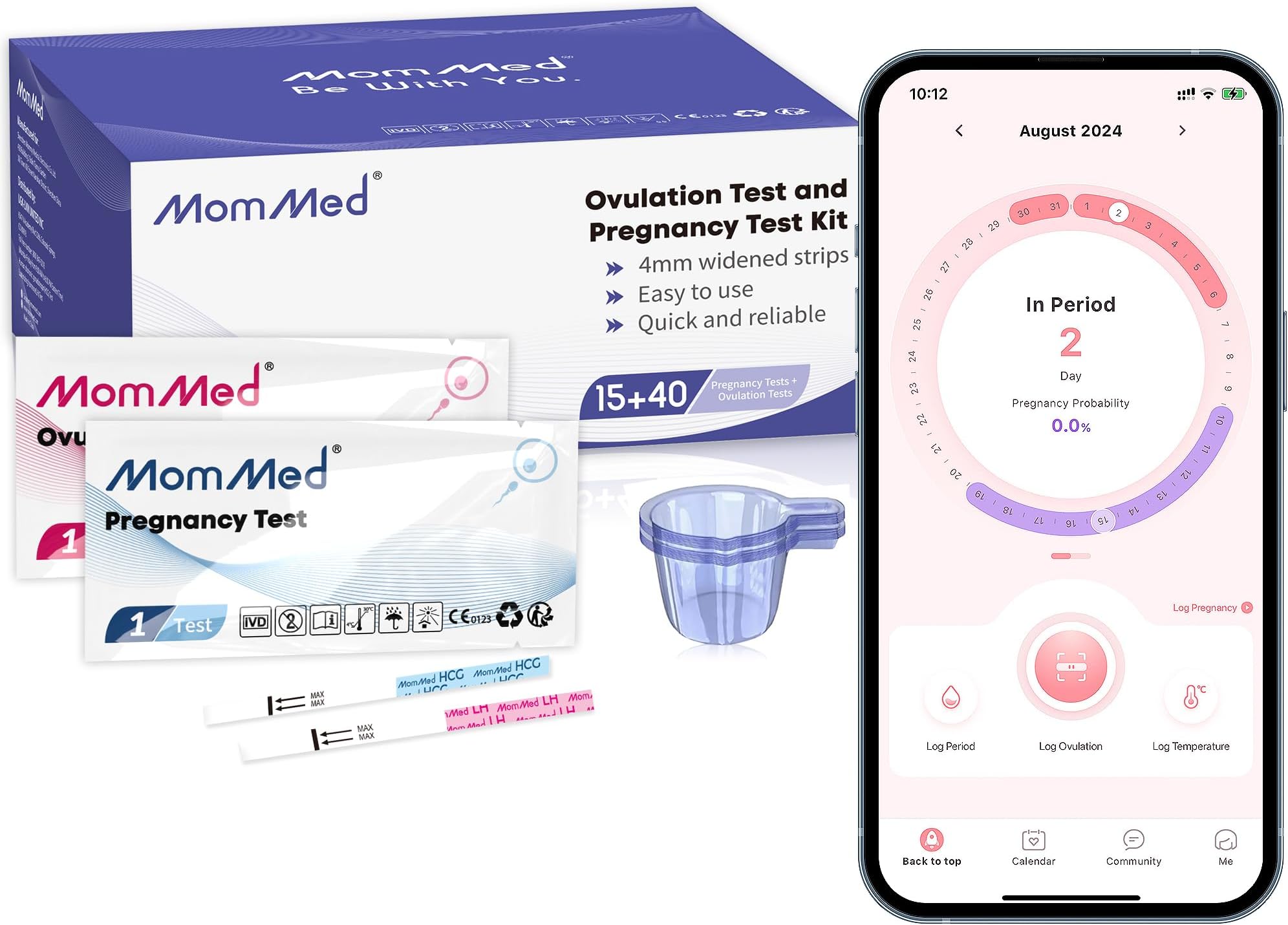 Ovulation Kit HCG15-LH40, 15 Pregnancy Tests & 40 Ovulation Test Strips with 55 Urine Cups Reliable & Quick Early Pregnancy Test