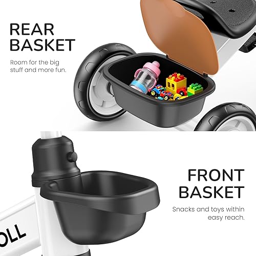 Miniatura 6 de Umatoll Triciclo para niños pequeños de 2 a 5 años, bicicleta ajustable para niños y niñas de 2 a 4 años, triciclo con ruedas iluminadas