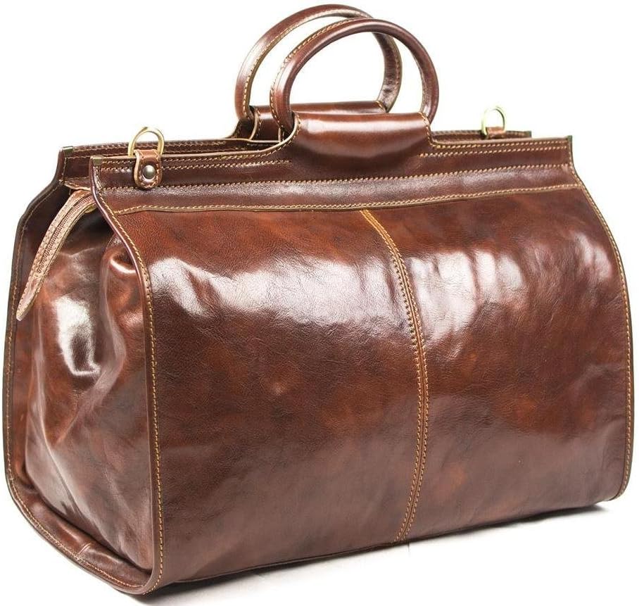 Rivello Genuine Leather Travel Bag - Short Shoulder Strap and Carry Handle