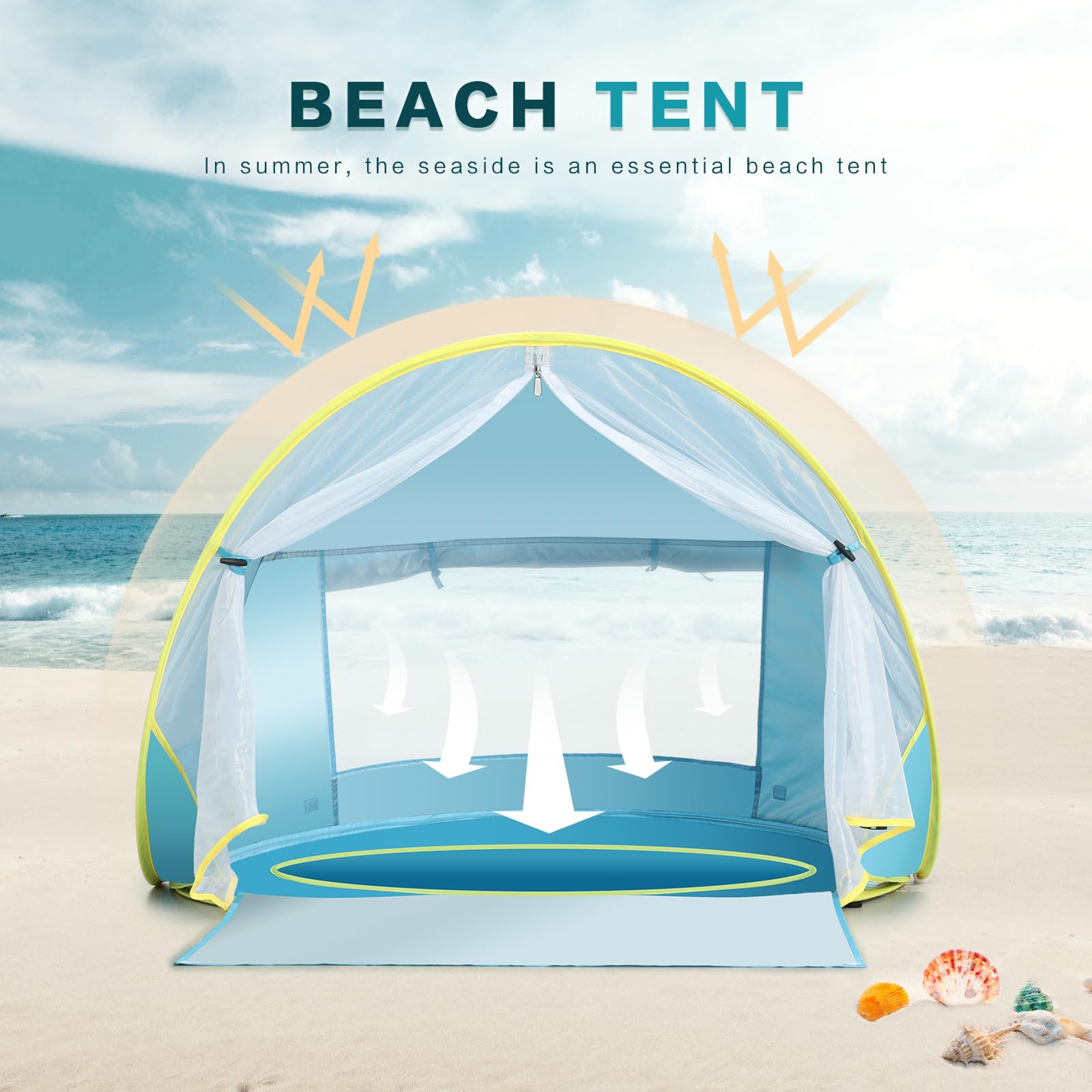 Senodeer Baby Beach Tent, Pop Up Play Tent for Infants, UV Protection Sun Shelter for Toddlers, Infant Portable Sun Shade