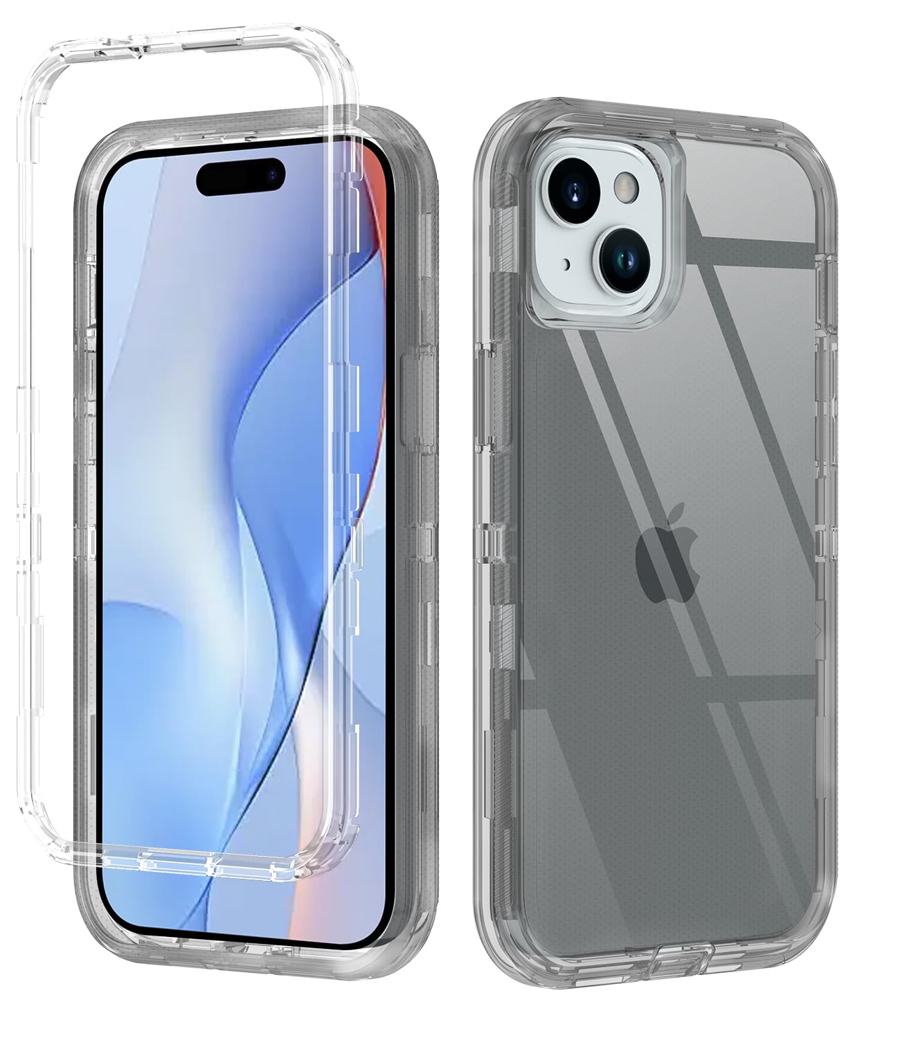 I-HONVA for iPhone 13 Case,iPhone 14 Case,iPhone 15 Case Clear [Non Yellowing] Shockproof Dust/Drop Proof 3-Layer Protecti...
