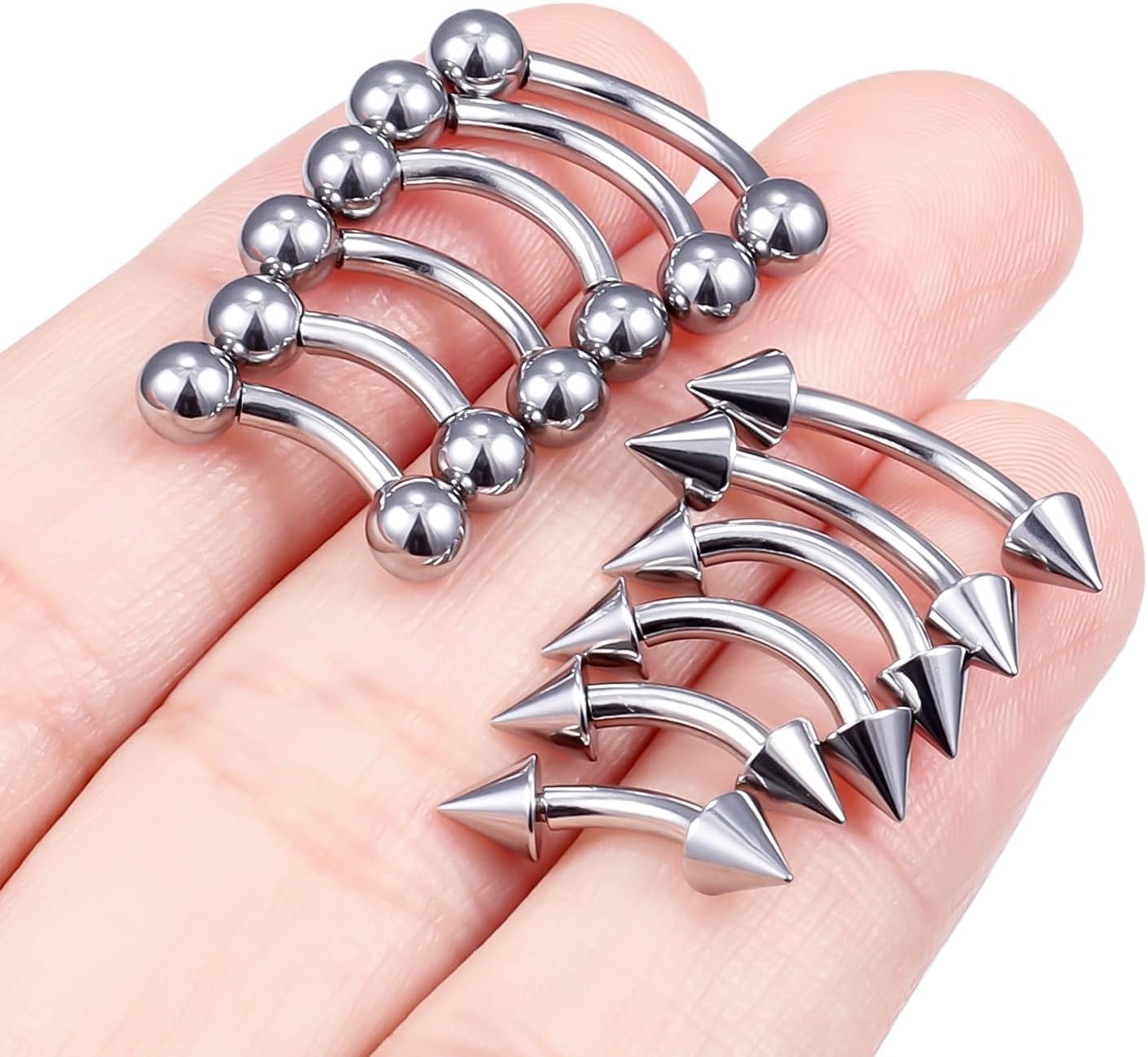 Eyebrow Piercing Jewelry Internally Threaded Surgical Steel Curved Barbell Tiny Eyebrow Ring Vertical Labret Lip Jewelry Ear Rook Navel Small Belly Button Ring for Women Men 18g 16g 14g