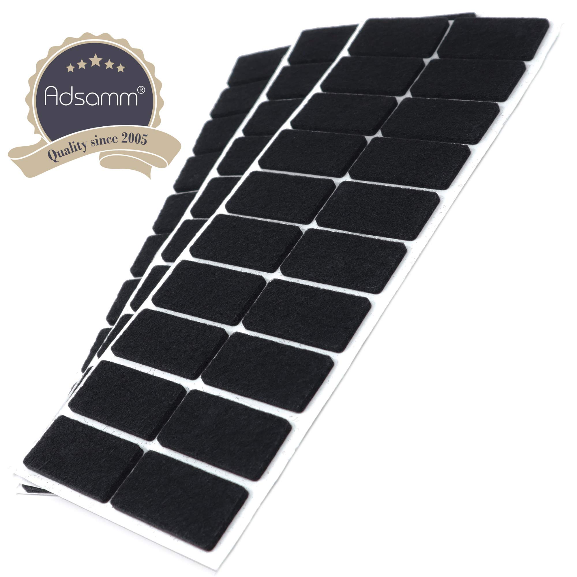 Adsamm® / 60 x feltrini autoadesivi/Nero / 20x40 mm/Rettangolare/piedini per mobili in feltro da 3.5 mm di spessore/pad protettivi per arredi