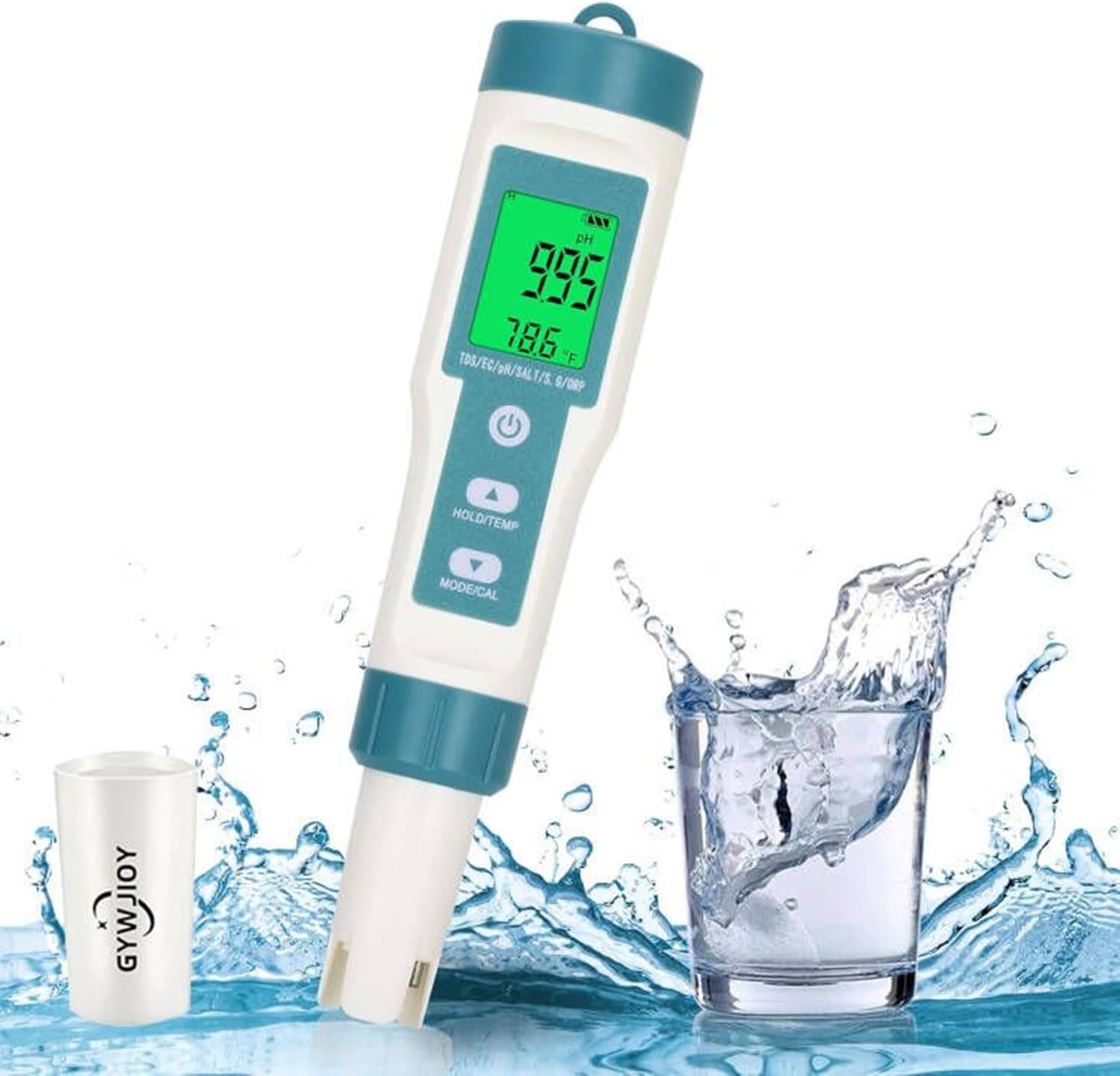 Gywjioy Digital Salinity Tester，7 in 1 PH/TDS/EC/Salt/S.G/ORP/Temp Tester, swimming pools, goldfish tanks, and high-precision water testing kits for hydroponics