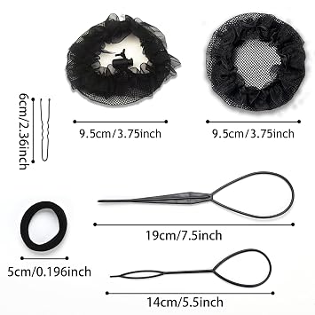 Hair Bun Maker Set 31 Piece Styling Accessory Set The Most Complete Styling Accessory Set (Black)