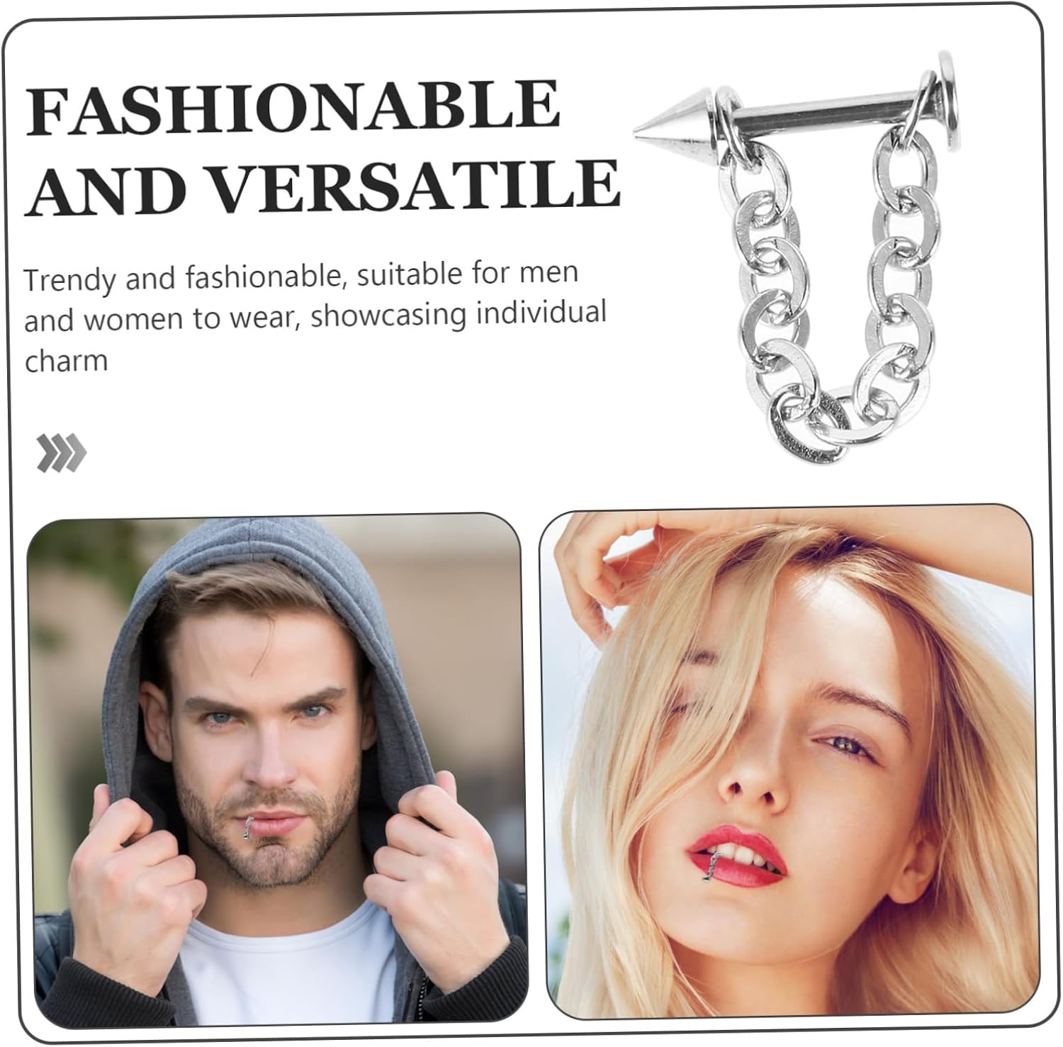 10pcs Detachable Lip Piercing Jewelry Stainless Steel Nose Septum Chain Lip Chains for Men and Women Comfortable Design